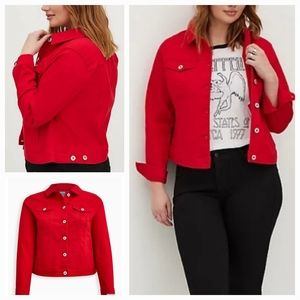 NWT Torrid True Red Denim Trucker Jacket Size 0x 12